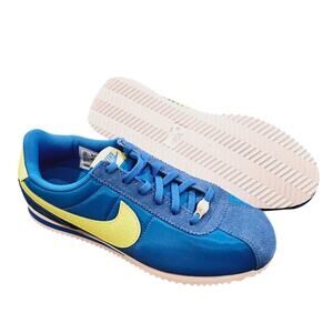Nike Cortez Textile Youth Size 6.5Y Blue/White/Light Lemon Twist IB7748-406